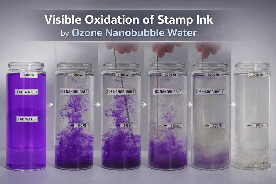 Oil-based ink oxidation and decolorization with ozone nanobubbles